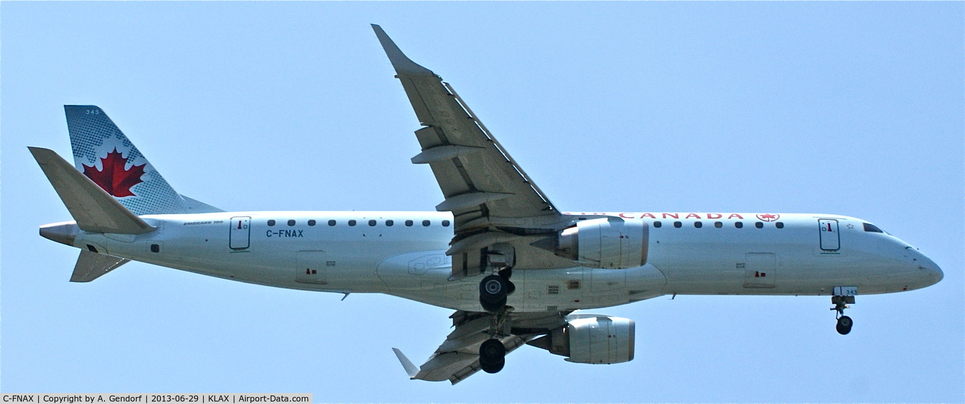 C-FNAX, 2008 Embraer 190AR (ERJ-190-100IGW) C/N 19000151, Air Canada, is landing at Los Angeles Int´l(KLAX) RWY 24R