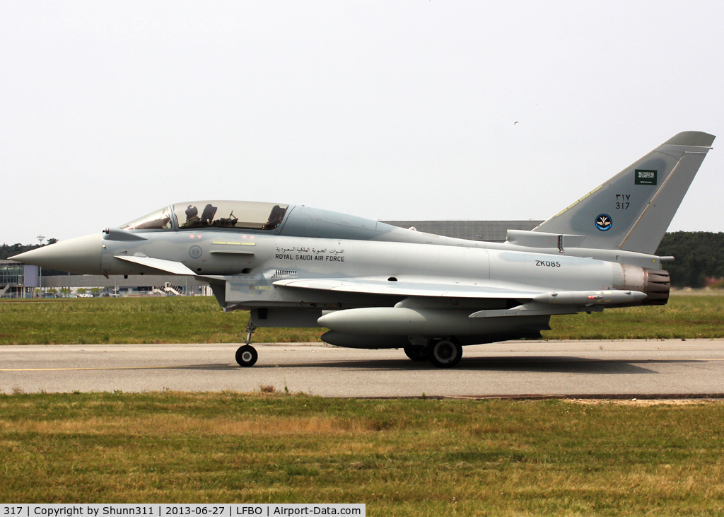317, 2013 Eurofighter EF-2000 Typhoon F2 C/N CT007, Taxiing to the General Aviation area for refuelling due to his delivery to Saudi Arabia...