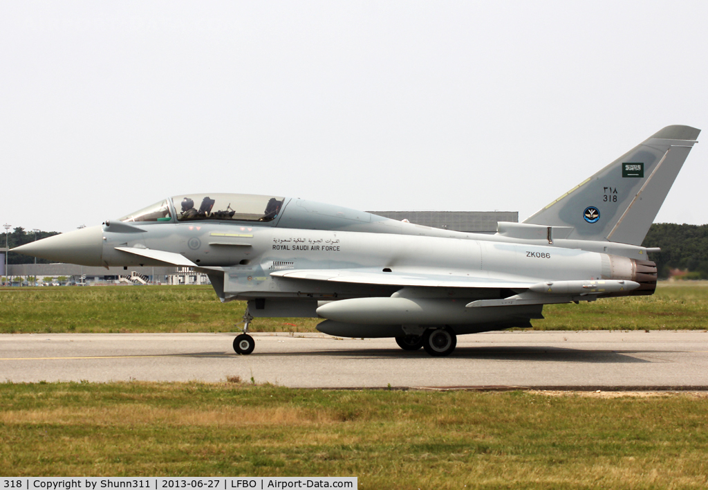 318, 2013 Eurofighter EF-2000 Typhoon F2 C/N CT008/279, Taxiing to the General Aviation area for refuelling due to his delivery to Saudia Arabia...