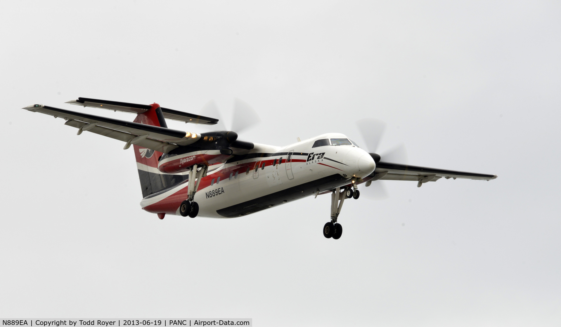 N889EA, 1992 De Havilland Canada DHC-8-106 Dash 8 C/N 322, Arriving at Anchorage