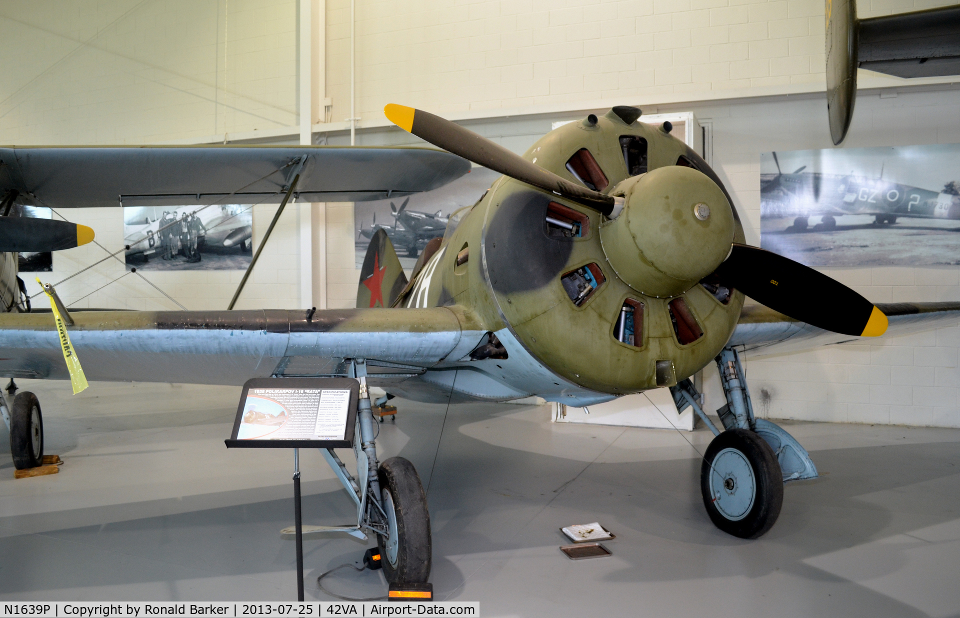 N1639P, 1939 Polikarpov I-16 Type 24 C/N 2421028, Military Aviation Museum, Pungo, VA