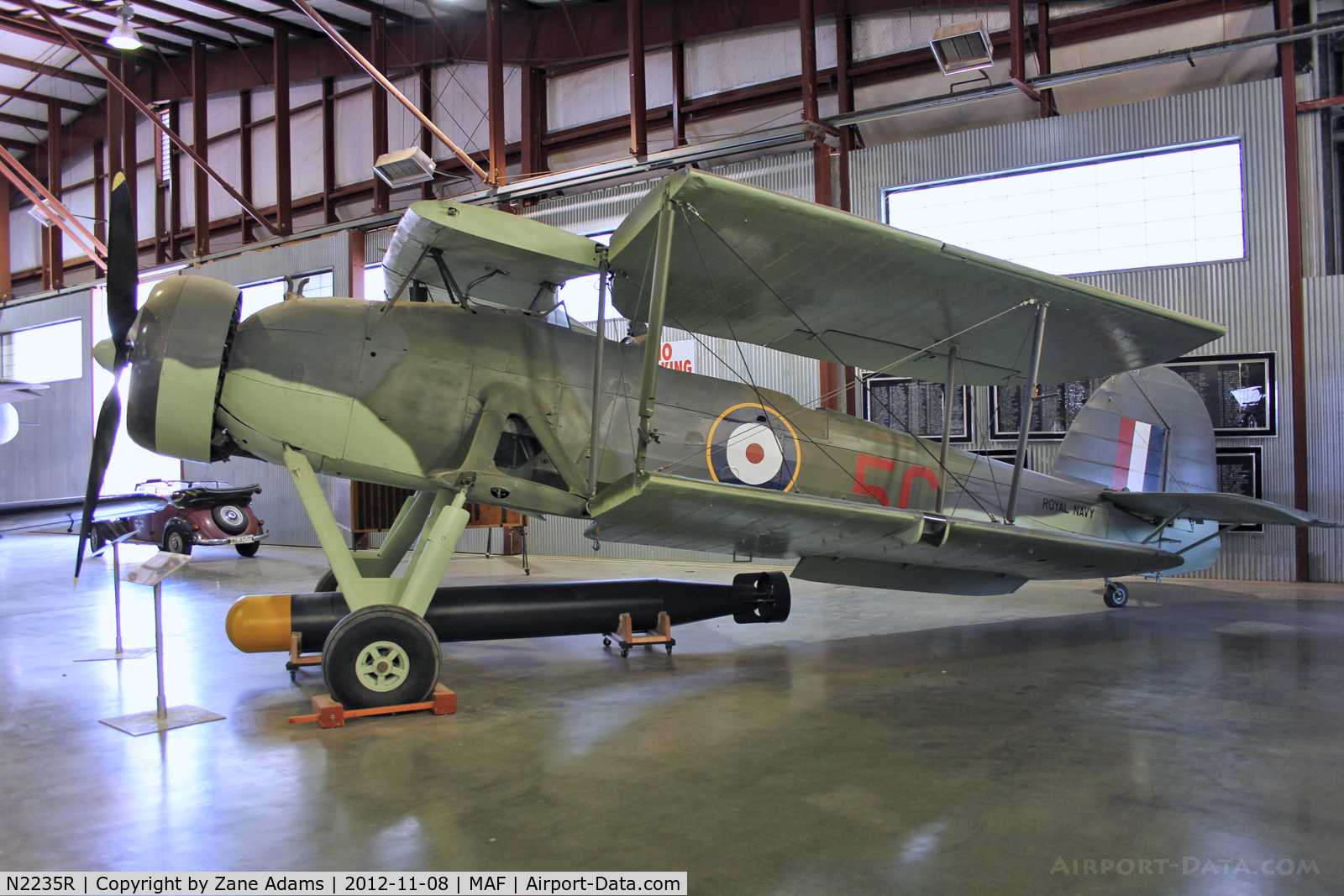 N2235R, Fairey Swordfish A/NA4 C/N A14250B15564, In the CAF hangar at Midland International