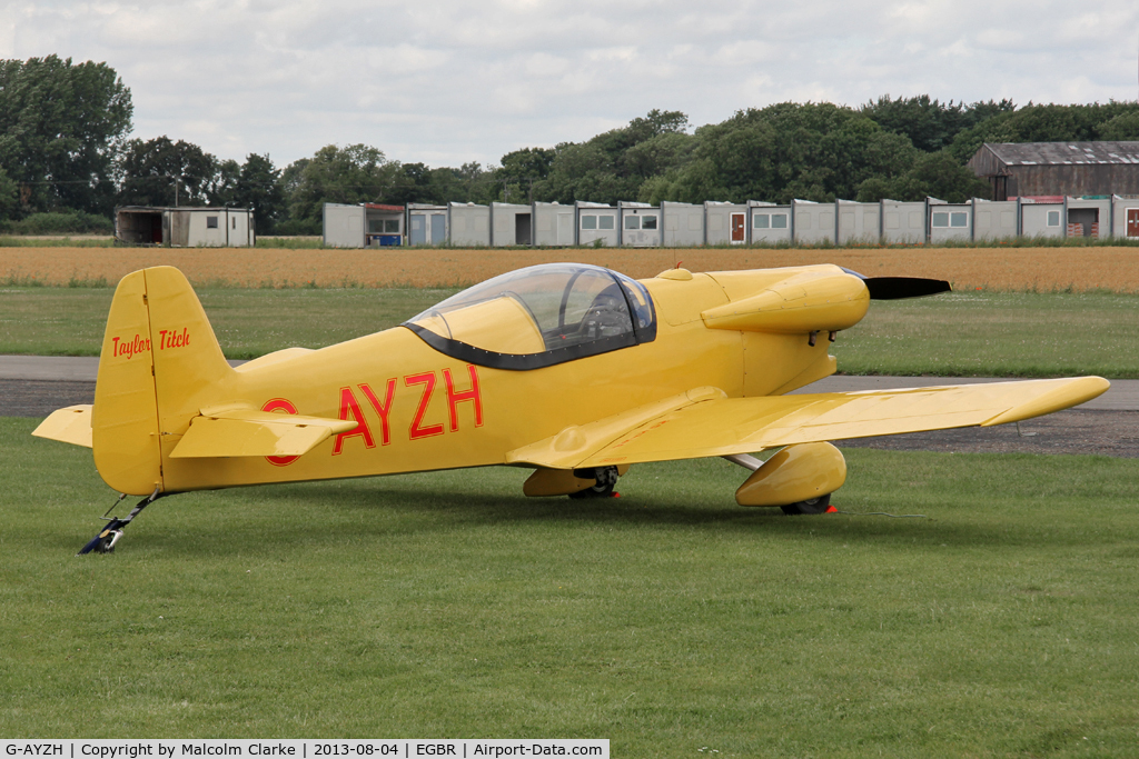 G-AYZH, 2007 Taylor JT-2 Titch C/N PFA 060-1316, Taylor Titch at The Summer Madness Fly-In. The Real Aeroplane Club, Breighton Airfield, August 2013.