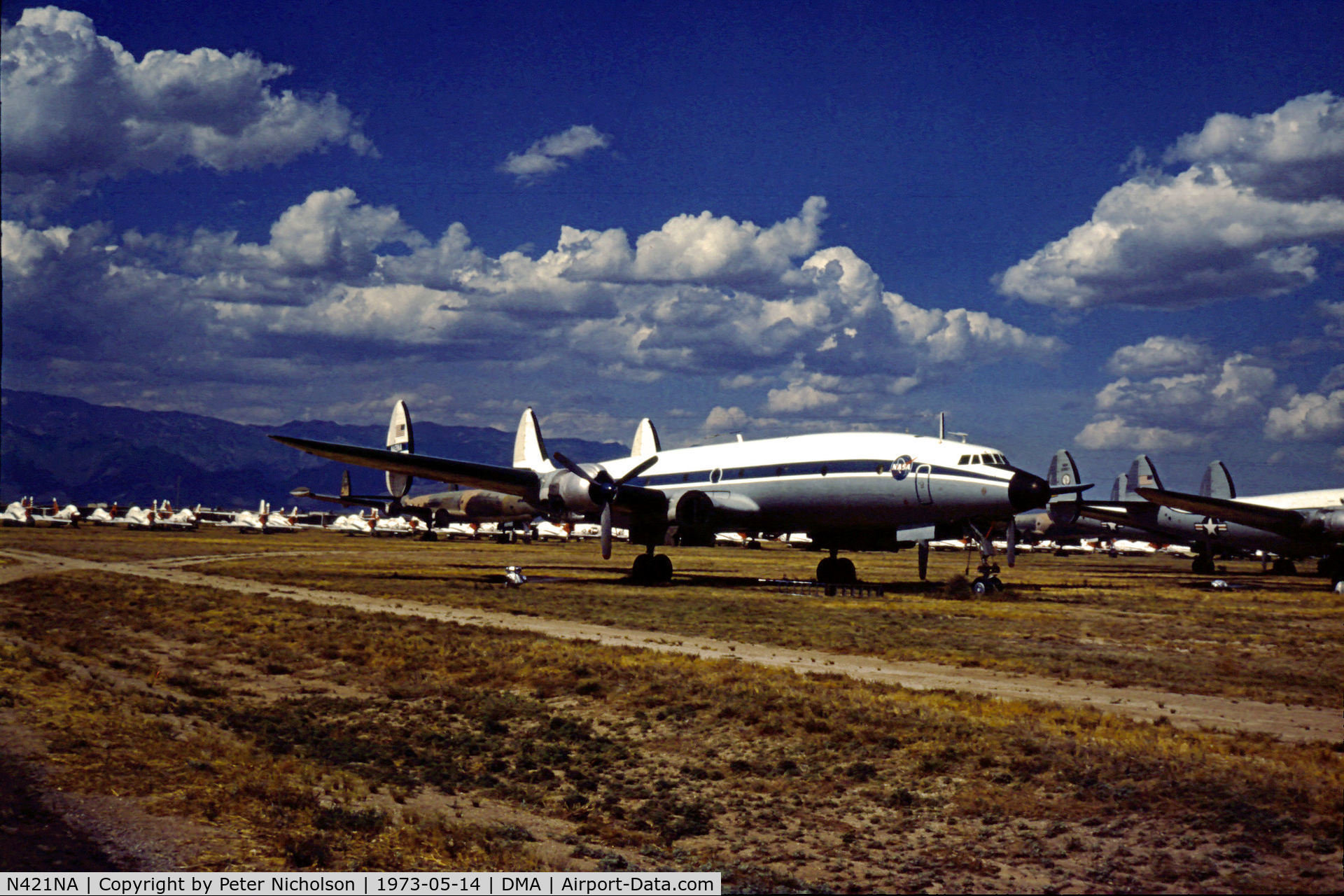 N421NA, Lockheed C-121G Super Constellation C/N 4159, C-121G Super Constellation in storage in May 1973 at what was then known as the Military Aircraft Storage & Disposition Centre (MASDC).