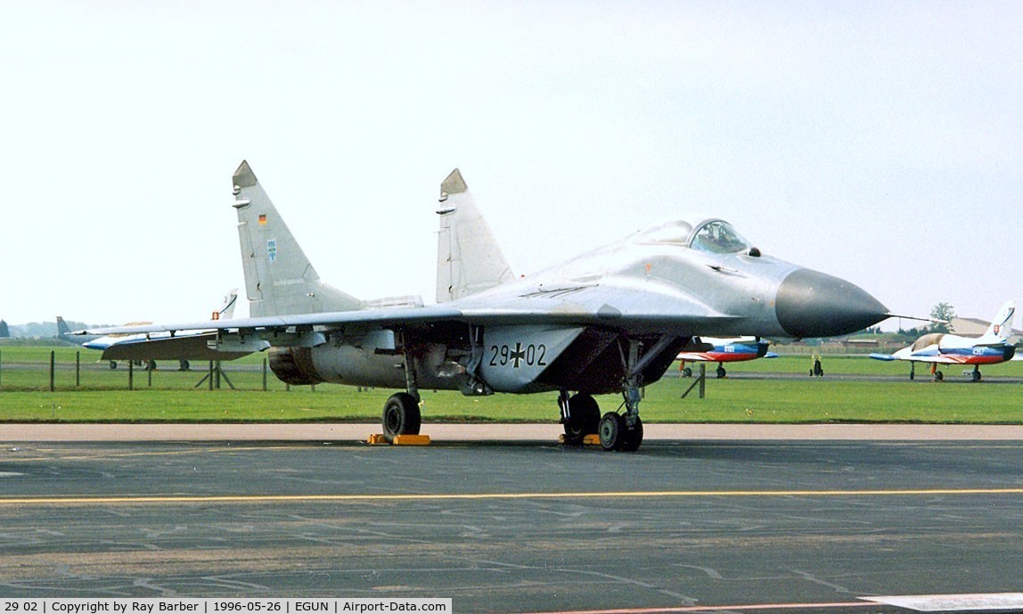 29 02, Mikoyan-Gurevich MiG-29 C/N 2960525108, Mikoyan-Gurevich MiG-29A Fulcrum [2960525108] (German Air Force) RAF Mildenhall~G 26/05/1996
