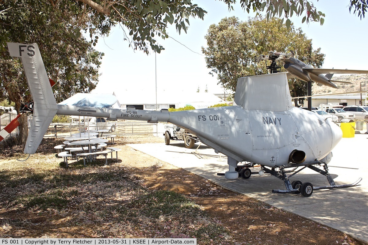 FS 001, Northrop Grumman RQ-8A Fire Scout C/N P-3, At Air & Space Museum Annexe , Gillespie Field , San Diego
