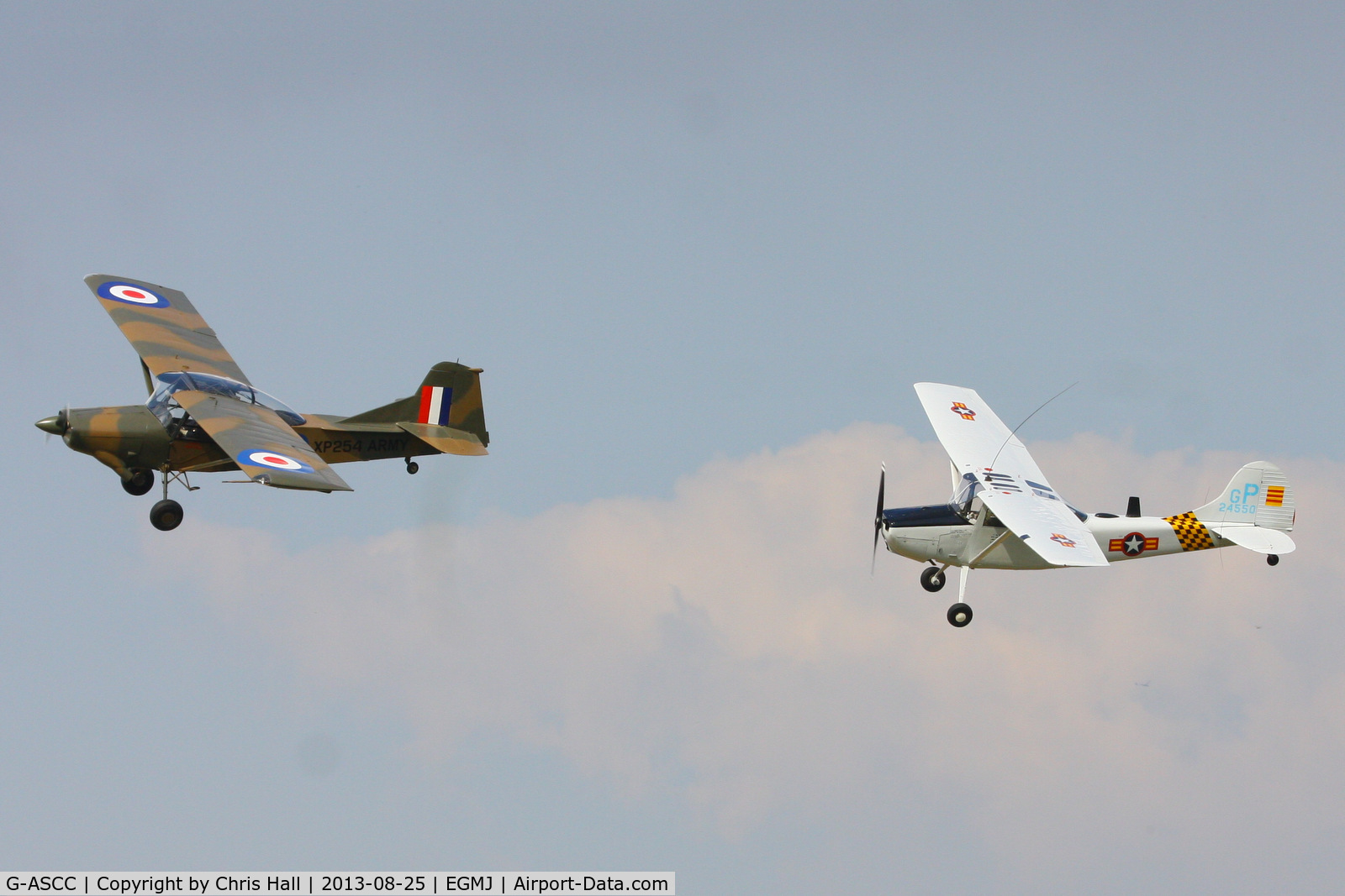 G-ASCC, 1962 Auster AOP.11 C/N B5/10/162, displaying with G-PDOG at the Little Gransden Air & Vintage Vehicle Show