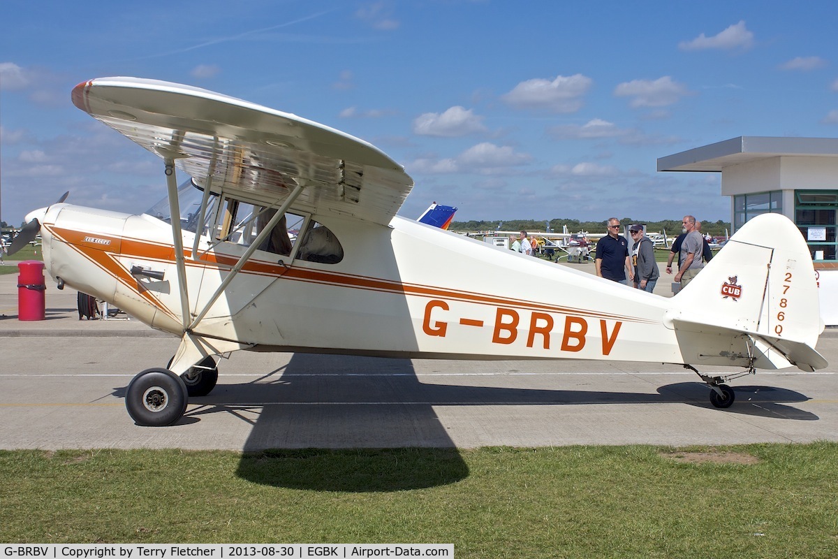 G-BRBV, 1941 Piper J-4A Cub Coupe C/N 4-1080, Photographed at Sywell in the UK during the 2013 Light Aircraft Association Rally