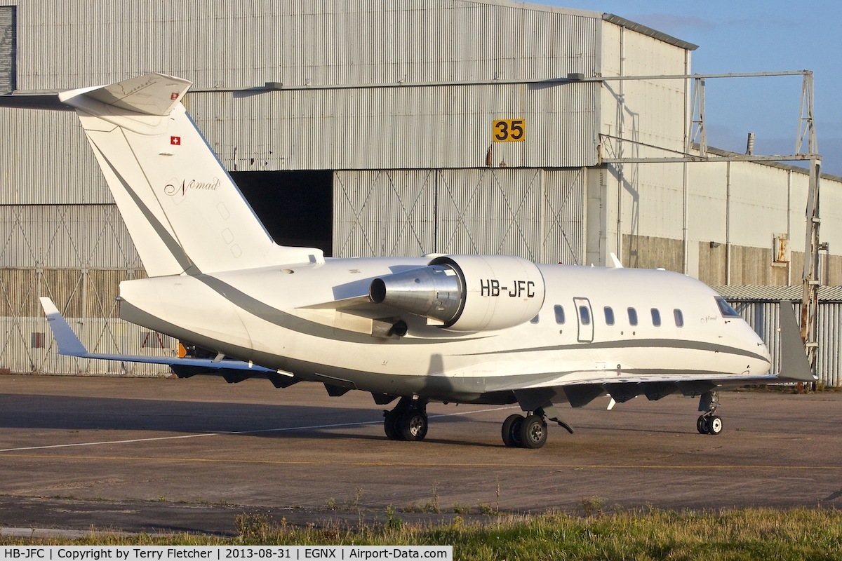 HB-JFC, Canadair Challenger 604 (CL-600-2B16) C/N 5539, At East Midlands Airport
