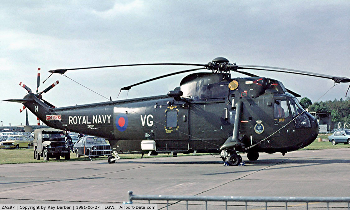 ZA297, 1980 Westland Sea King HC.4 C/N WA911, Westland WS.61 HC.4 Sea King [WA911] (Royal Navy) RAF Greenham Common~G 27/06/1981. Image taken from a slide.