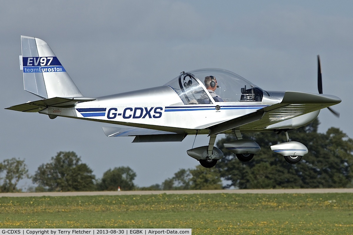 G-CDXS, 2006 Cosmik EV-97 TeamEurostar UK C/N 2627, Arriving at the 2013 Light Aircraft Association Rally at Sywell in the UK