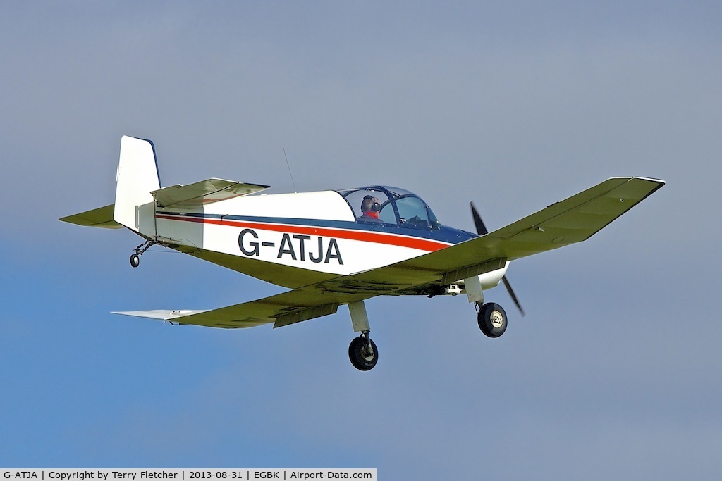 G-ATJA, 1962 SAN Jodel DR.1050 Ambassadeur C/N 378, Arriving at the 2013 Light Aircraft Association Rally at Sywell in the UK