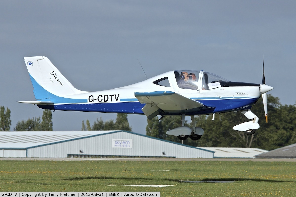 G-CDTV, 2007 Tecnam P-2002EA Sierra C/N PFA 333-14501, Arriving at the 2013 Light Aircraft Association Rally at Sywell in the UK