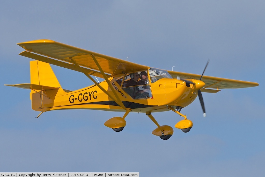 G-CGYC, 2012 Aeropro Eurofox 912(S) C/N LAA 376-15100, Arriving at the 2013 Light Aircraft Association Rally at Sywell in the UK