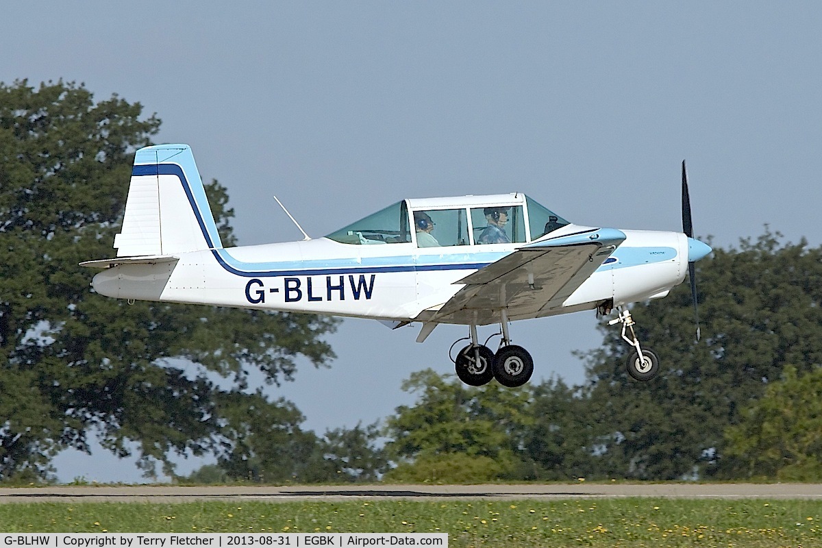 G-BLHW, 1980 Varga 2150A Kachina C/N VAC-161-80, Arriving at the 2013 Light Aircraft Association Rally at Sywell in the UK