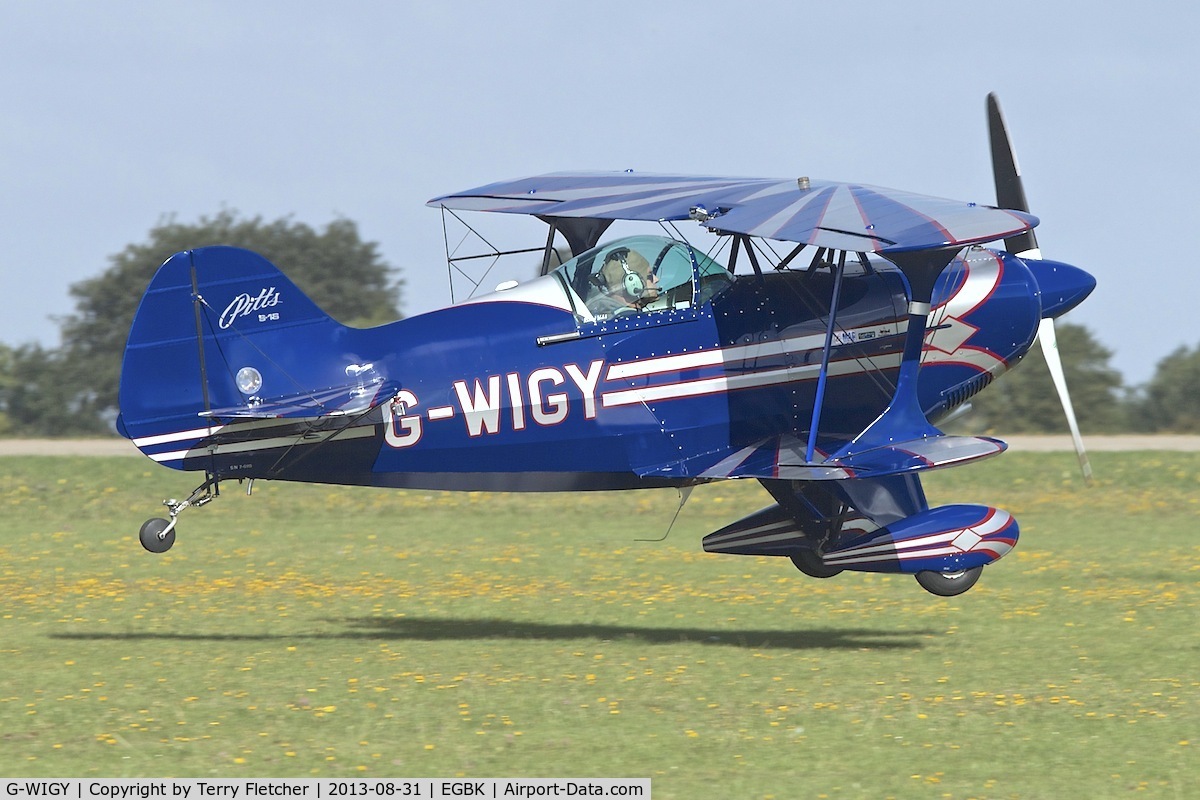 G-WIGY, 1991 Pitts S-1S Special C/N 7-0115, Arriving at the 2013 Light Aircraft Association Rally at Sywell in the UK