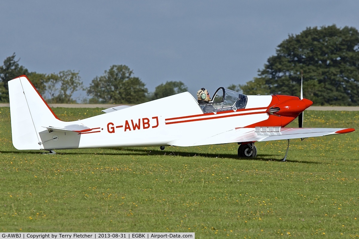 G-AWBJ, 1968 Sportavia-Putzer Fournier RF-4D C/N 4055, Arriving at the 2013 Light Aircraft Association Rally at Sywell in the UK