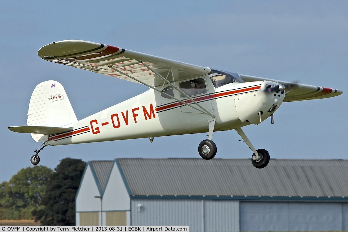 G-OVFM, 1948 Cessna 120 C/N 14720, Arriving at the 2013 Light Aircraft Association Rally at Sywell in the UK