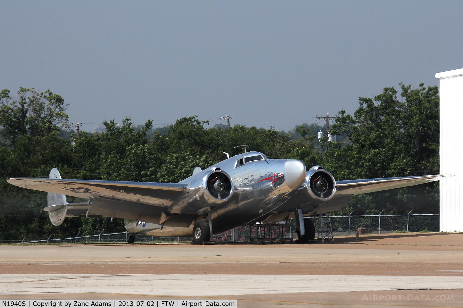 N1940S, 1943 Lockheed 18-56 Lodestar C/N 18-2509, t the prop shop - Meacham Field, Fort Worth, TX