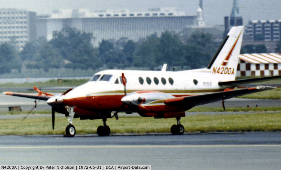 N4200A, 1970 Beech 100 King Air C/N B-64, This Beech King Air 100 was seen at what was then known as National Airport in May 1972.