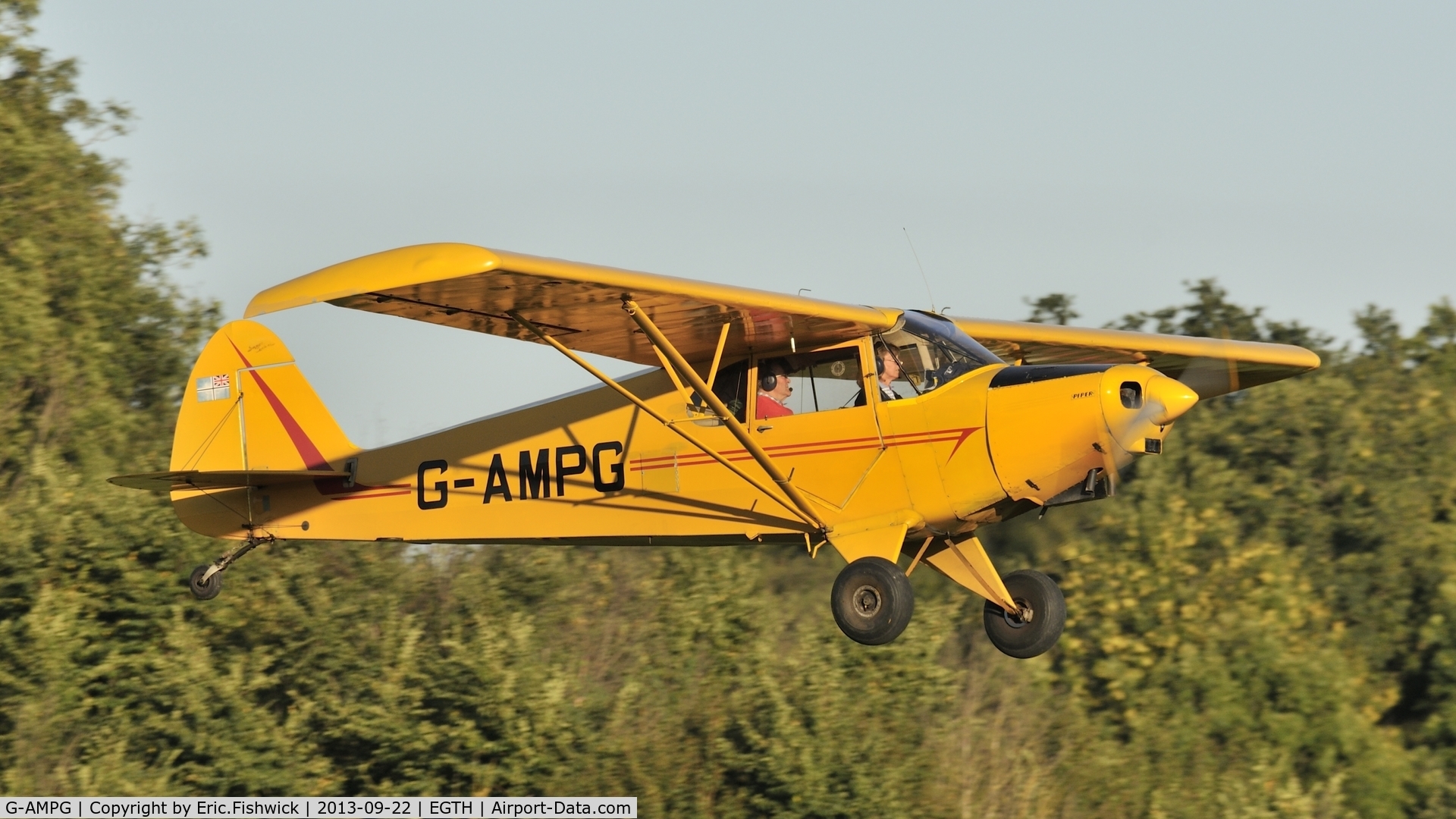 G-AMPG, 1946 Piper PA-12 Super Cruiser C/N 12-985, 43. G-AMPG departing the Shuttleworth Uncovered Air Display, Sept. 2013