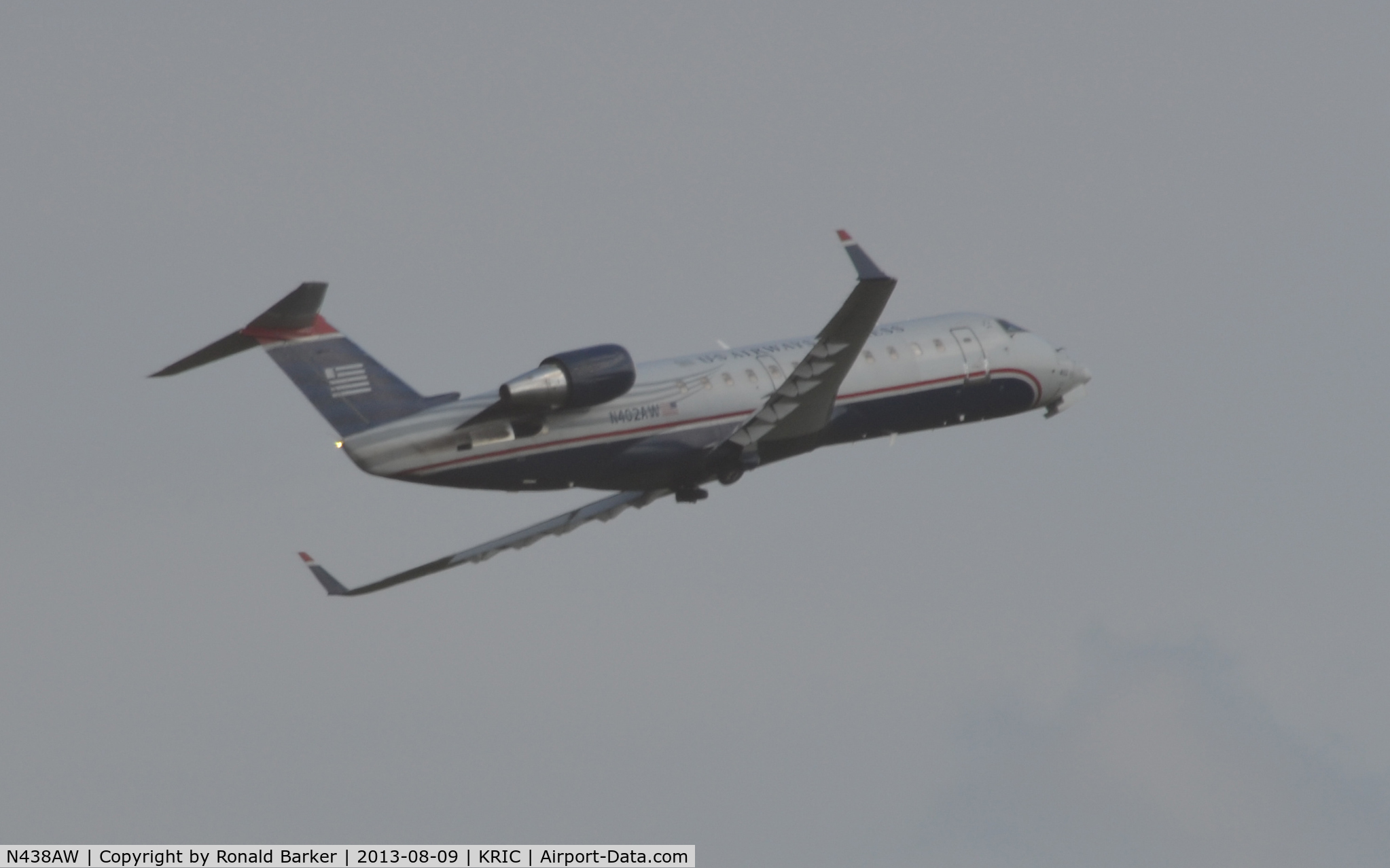 N438AW, 2003 Bombardier CRJ-200LR (CL-600-2B19) C/N 7748, Takeoff Richmond