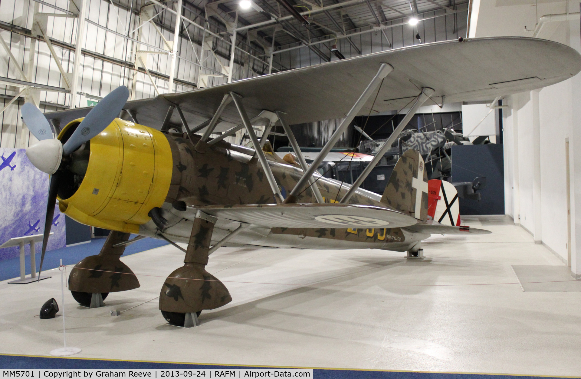 MM5701, Fiat CR.42 Falco C/N Not found MM5701, On display at the RAF Museum, Hendon.