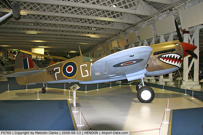 FX760, Curtiss Kittyhawk IV C/N 33840, Curtiss P-40N Kittyhawk at The RAF Museum, Hendon in June 2008.