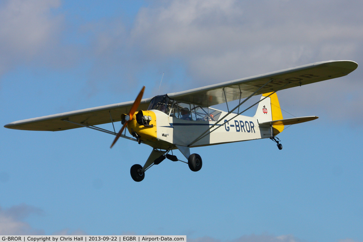 G-BROR, 1943 Piper L-4H Grasshopper (J3C-65D) C/N 10885, at Breighton's Heli Fly-in, 2013
