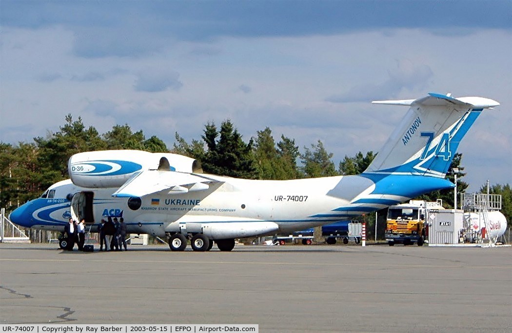UR-74007, 1992 Antonov An-74-200 C/N 36547095903, Antonov An-74-200 [36547095903] (Aero-Charter Airlines) Pori~OH 15/05/2003