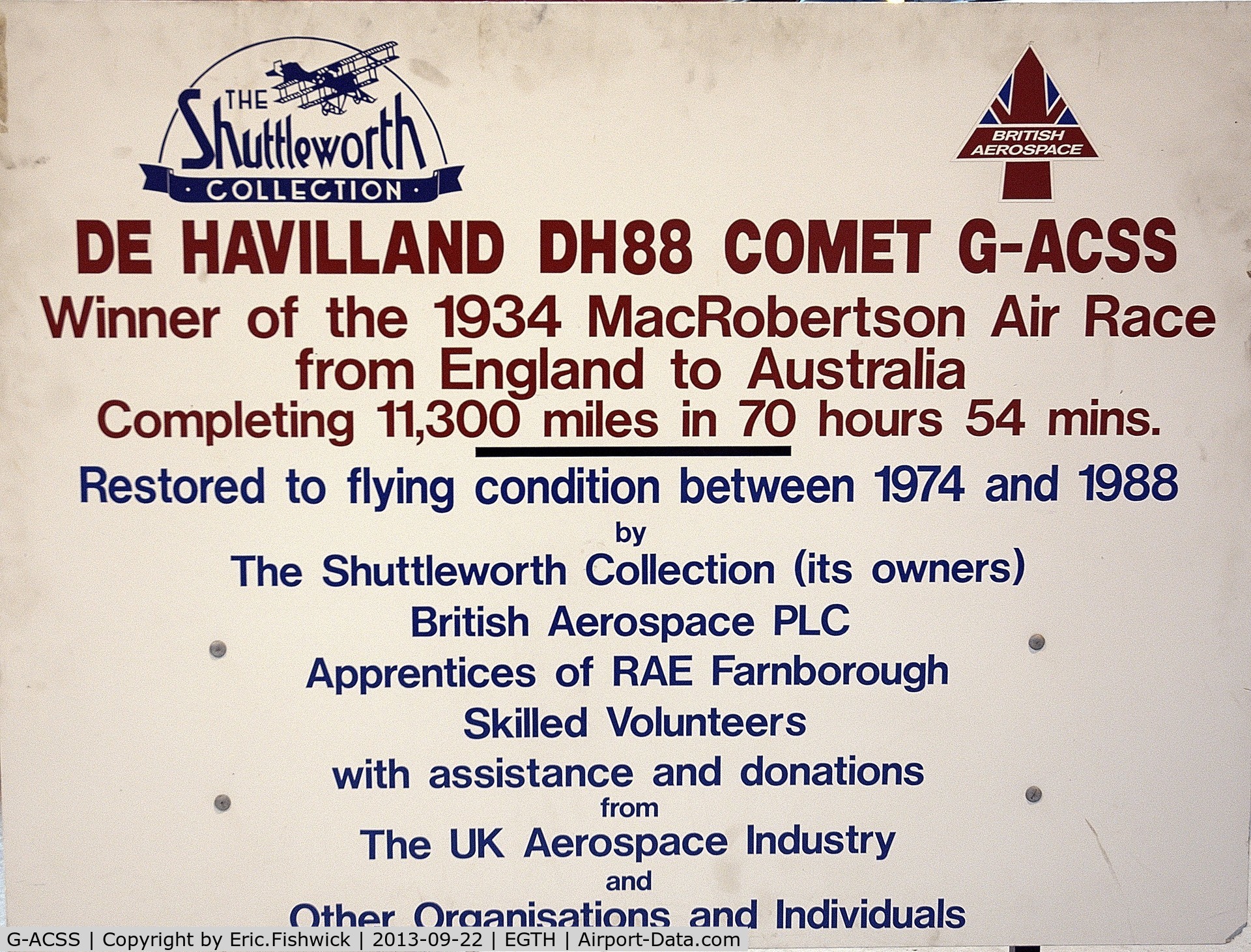 G-ACSS, 1934 De Havilland DH-88 Comet C/N 1996, DESCRIPTION