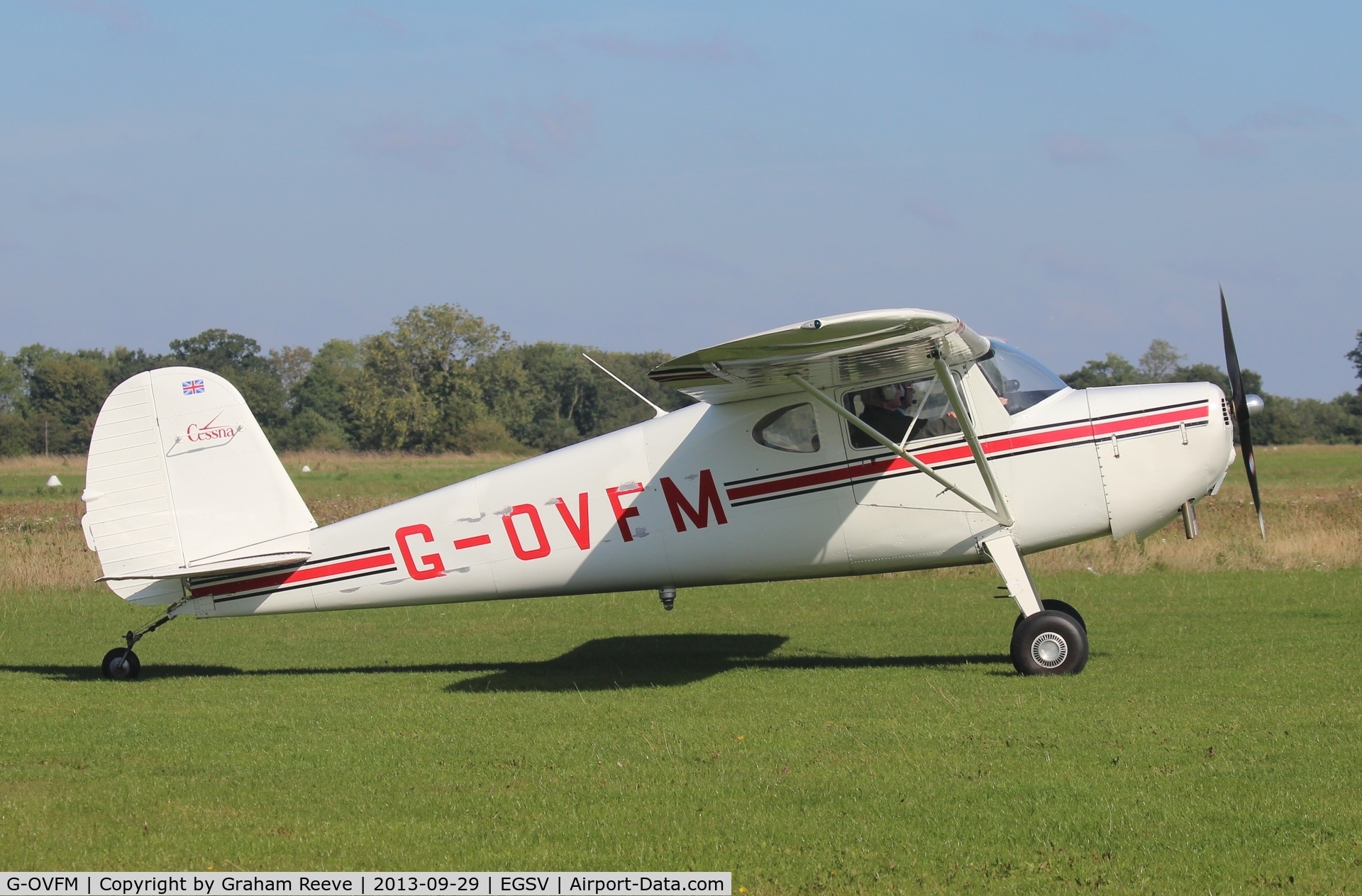 G-OVFM, 1948 Cessna 120 C/N 14720, Just landed.