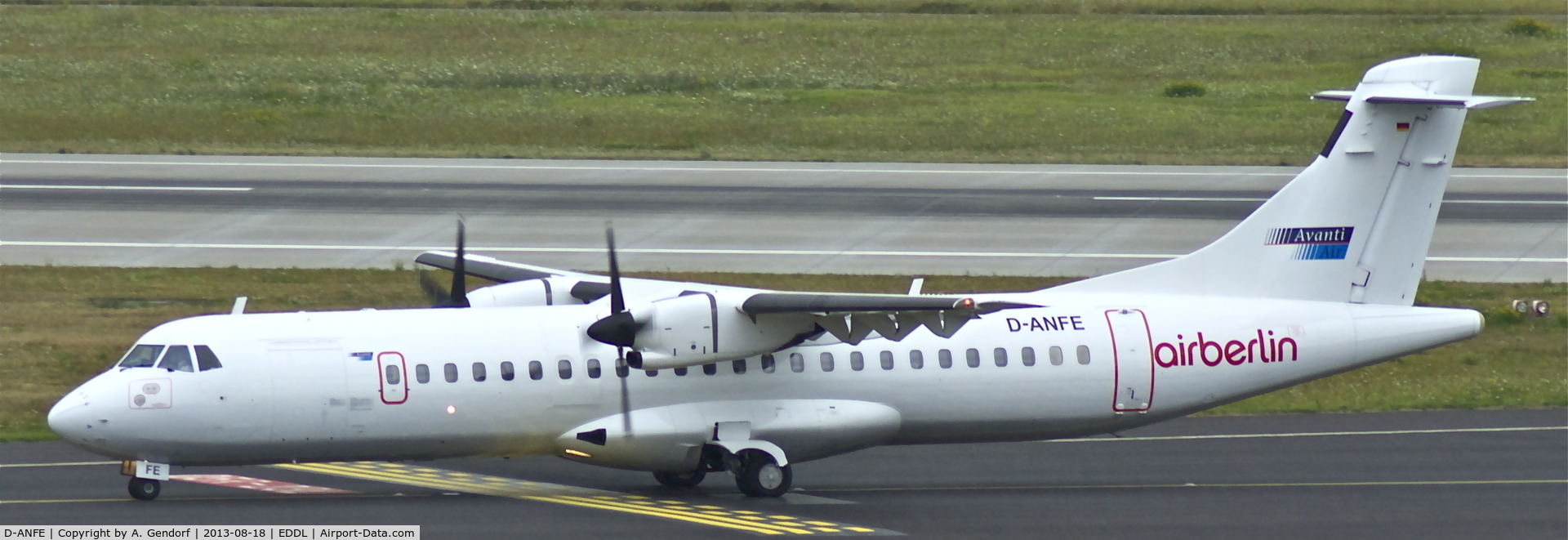 D-ANFE, 1992 ATR 72-202F C/N 294, Avanti Air (Air Berlin ttl.), seen here after landing at Düsseldorf Int´l(EDDL)