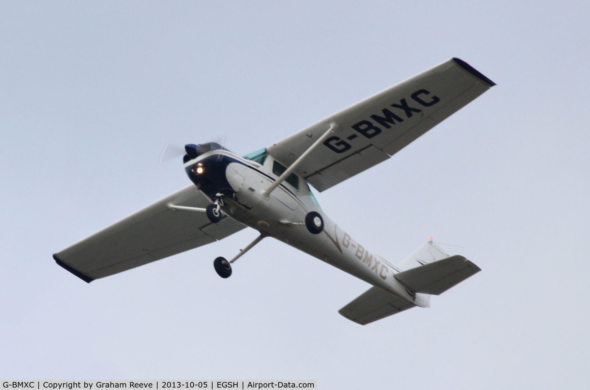 G-BMXC, 1977 Cessna 152 C/N 152-80416, Just taken off from Norwich.