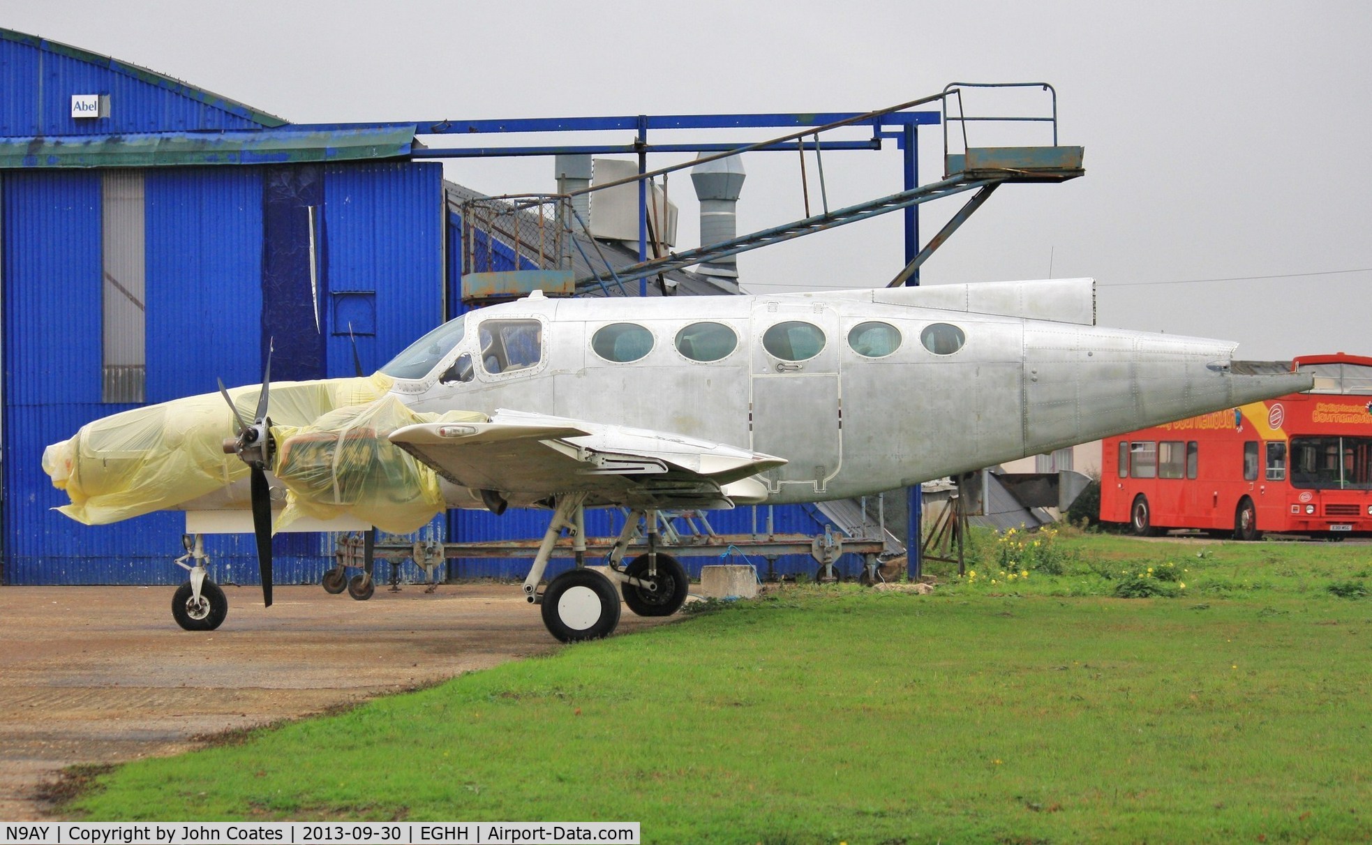 N9AY, 1980 Cessna 421C Golden Eagle C/N 421C0844, Undergoing attention at the paintshop