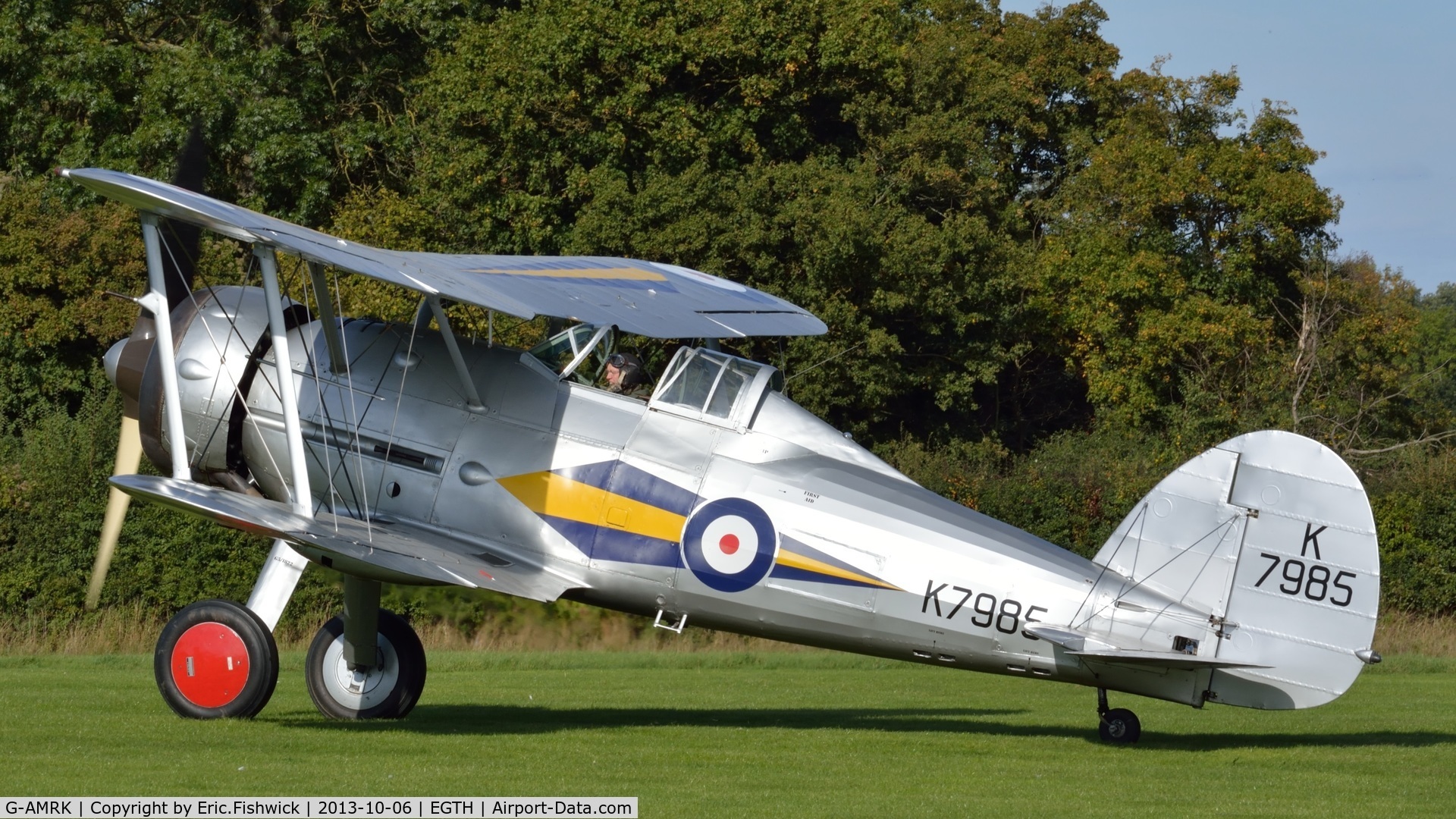 G-AMRK, 1937 Gloster Gladiator Mk1 C/N [L8032], 1. K7985 at The Shuttleworth Collection October Flying Day - (The final Flying Day of their 50th Anniversary Season.)