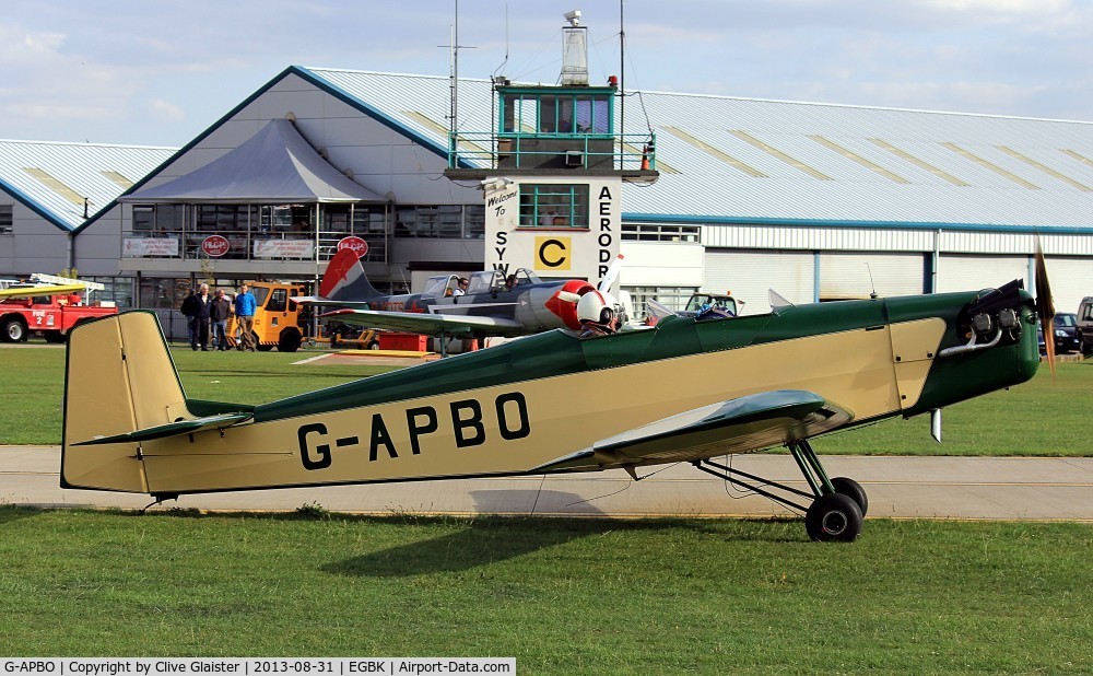 G-APBO, 1960 Druine D-5 Turbi C/N PFA 229, Originally owned to and a trustee of, Popular Flying Association, Group 39 in June 1957 and currently in private hands since August 1982