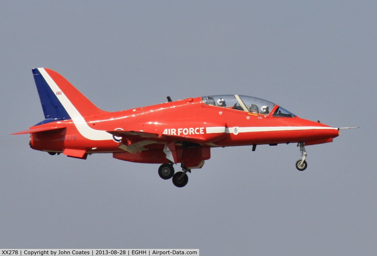 XX278, 1978 Hawker Siddeley Hawk T.1A C/N 103/312103, Now a Red Arrow..arriving for Air Festival.