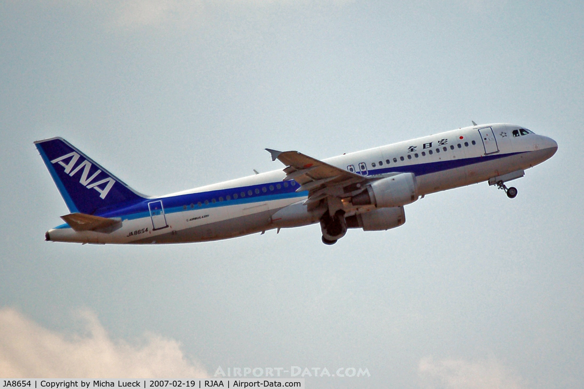JA8654, Airbus A320-211 C/N 0507, At Narita