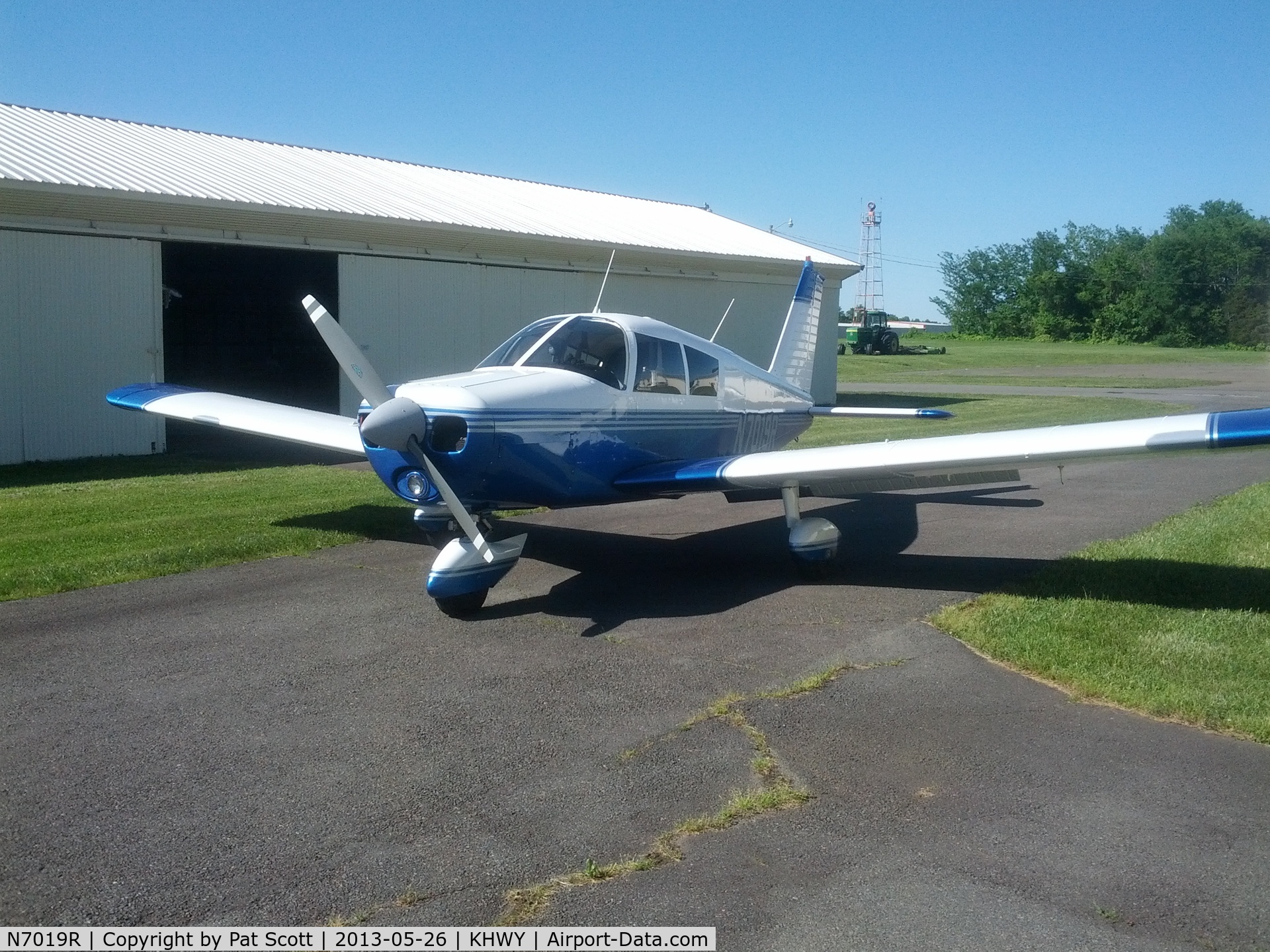 N7019R, 1966 Piper PA-28-140 Cherokee C/N 28-21714, Just finished giving a bath.  Bought plane in ~2006 and did a total refurbishment:  Overhauled engine w/ 160HP STC, paint, windows, interior and avionics.