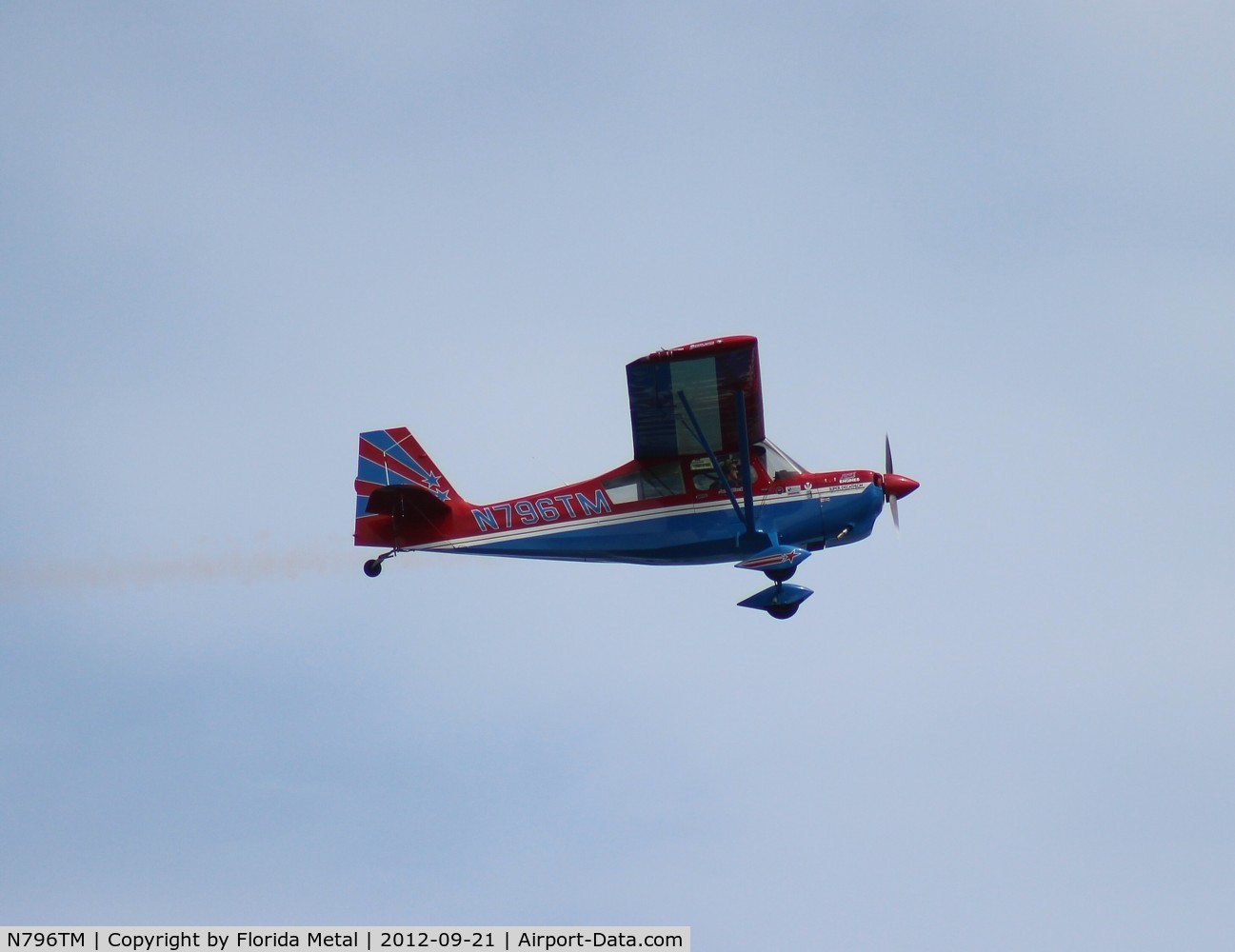 N796TM, 1996 American Champion 8KCAB Super Decathlon C/N 779-96, John Black performing over Cocoa Beach