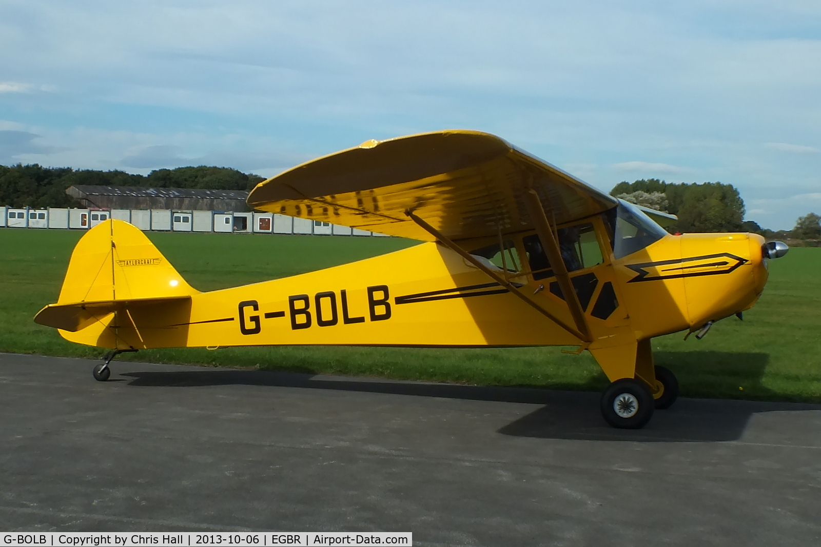 G-BOLB, 1941 Taylorcraft BC-12-65 C/N 3165, at Breighton's Pre Hibernation Fly-in, 2013