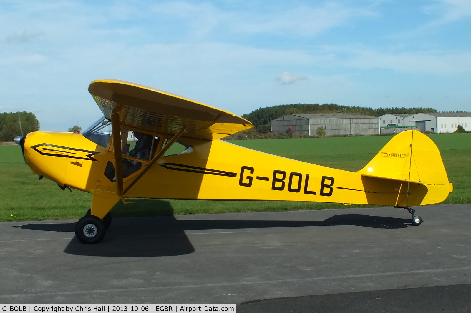 G-BOLB, 1941 Taylorcraft BC-12-65 C/N 3165, at Breighton's Pre Hibernation Fly-in, 2013