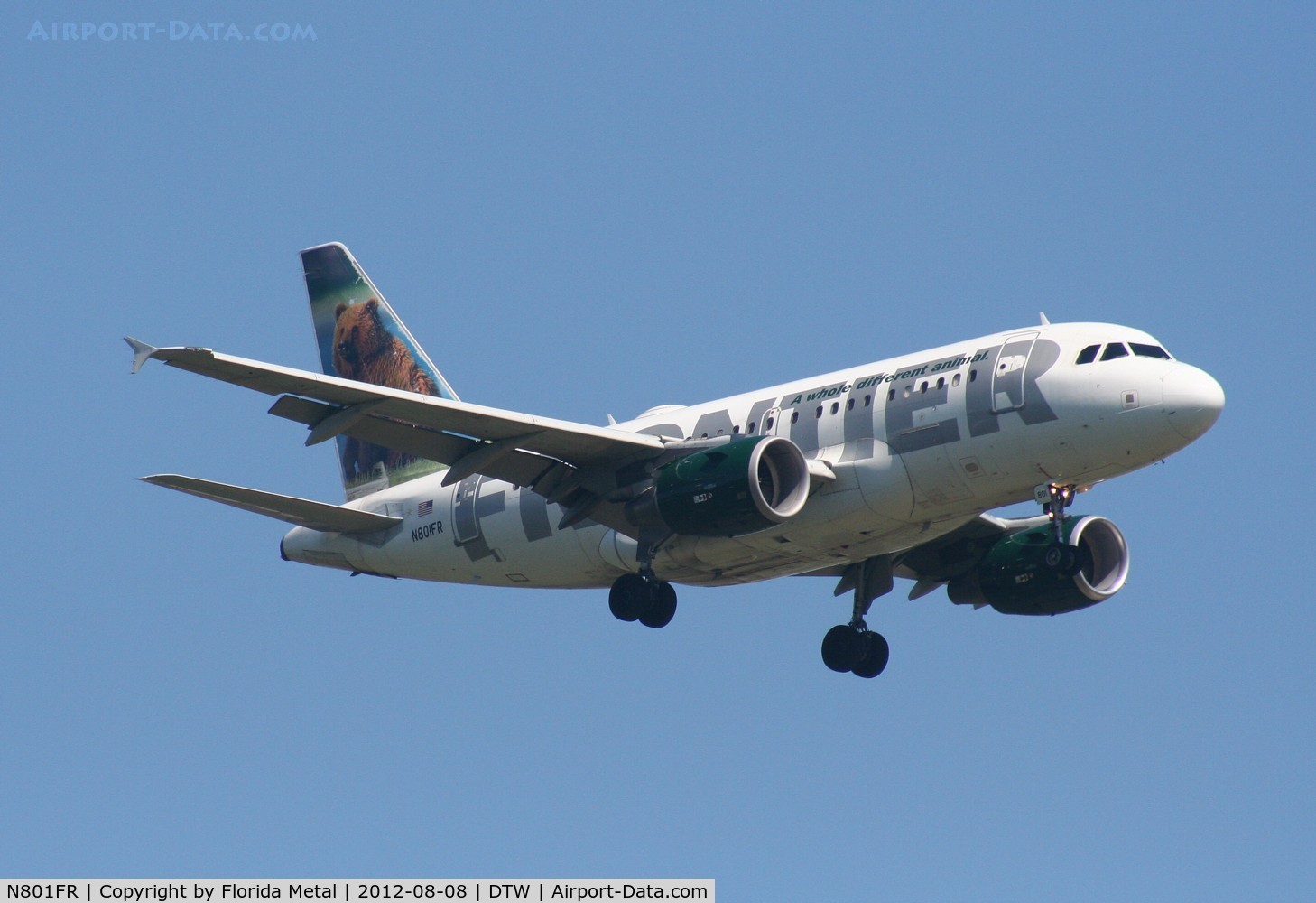N801FR, 2003 Airbus A318-111 C/N 1939, Frontier Griswald the Grizzly Bear A318