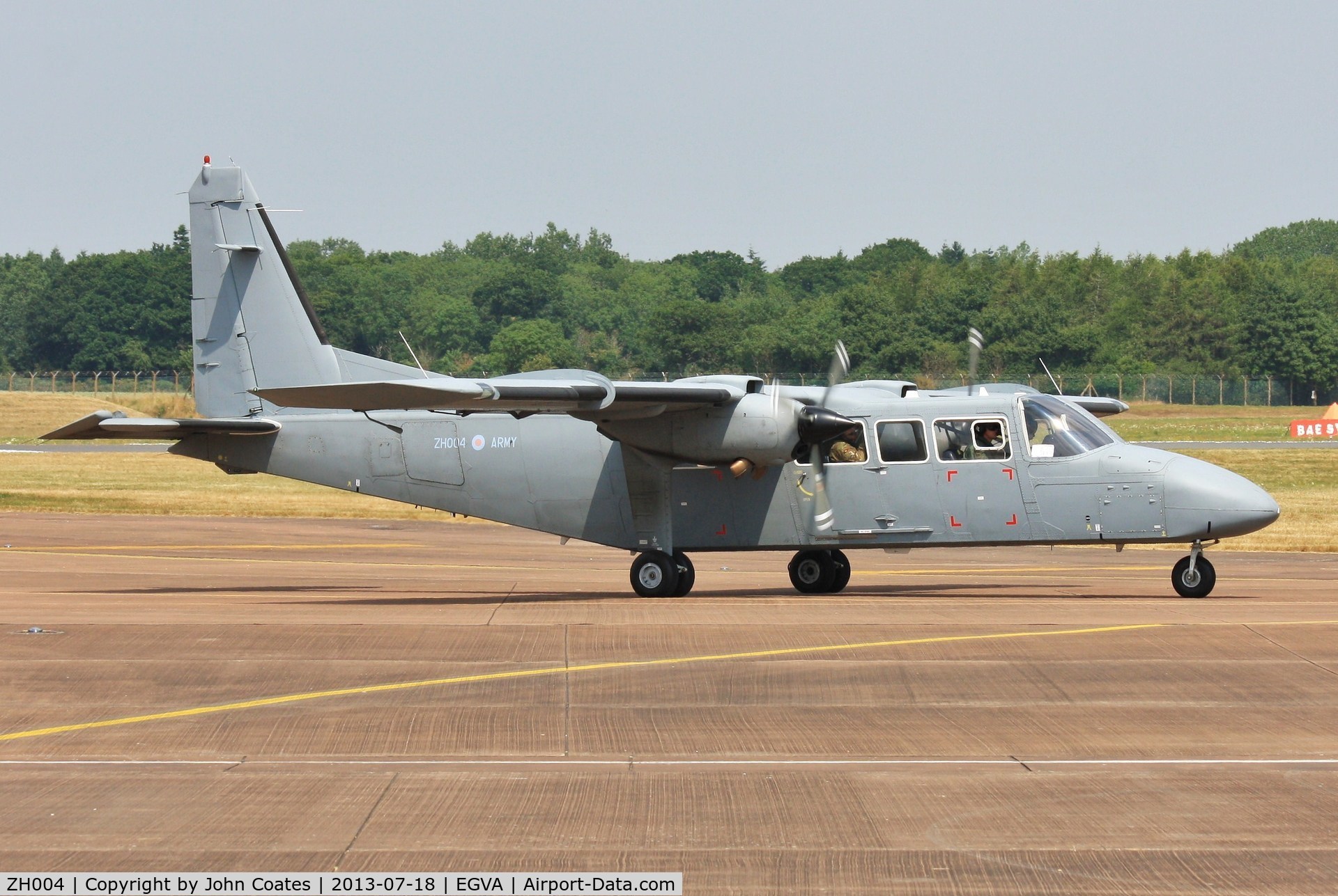 ZH004, 1997 Pilatus Britten-Norman BN-2T-4S Defender 4000 C/N 4009, Arriving at RIAT 2013