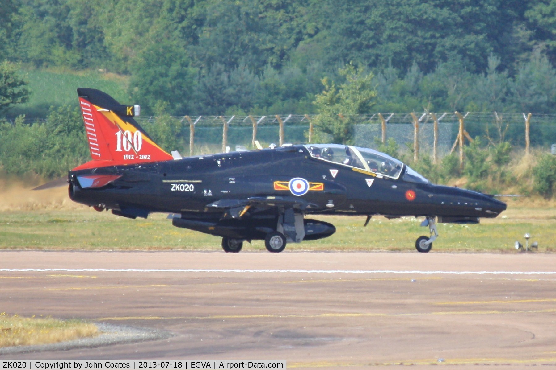 ZK020, 2009 British Aerospace Hawk T2 C/N RT011/1249, Arriving at RIAT in 2013 display scheme.