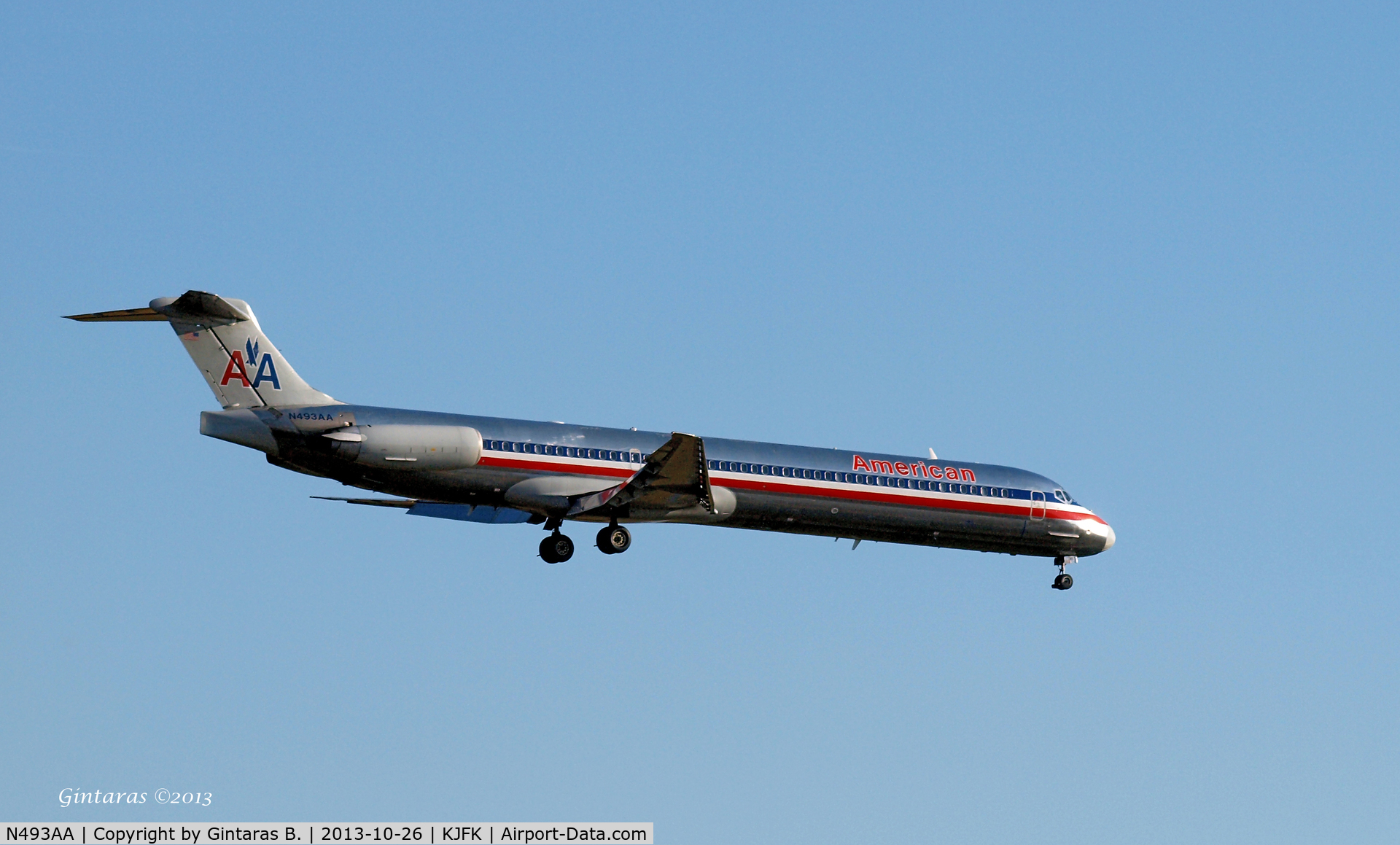 N493AA, 1989 McDonnell Douglas MD-82 (DC-9-82) C/N 49731, Going to a landing on 22L @ JFK