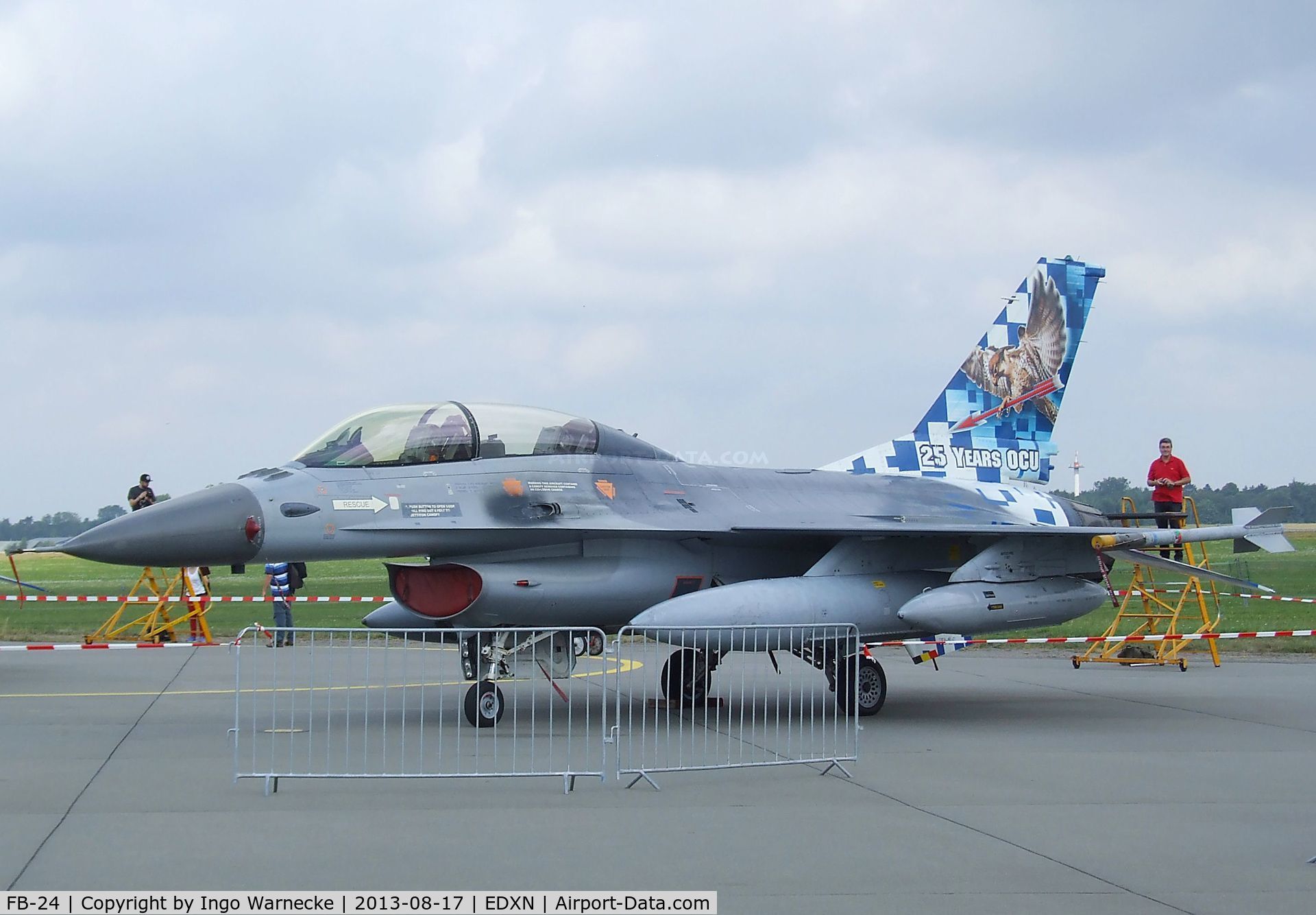 FB-24, General Dynamics F-16BM Fighting Falcon C/N 6J-24, General Dynamics (SABCA) F-16BM Fighting Falcon of the FAeB (Belgian Air Force) in '25 years OCU' special colours at the Spottersday of the Nordholz Airday 2013 celebrationg 100 Years of German Naval Aviation at Nordholz Naval Aviation Base
