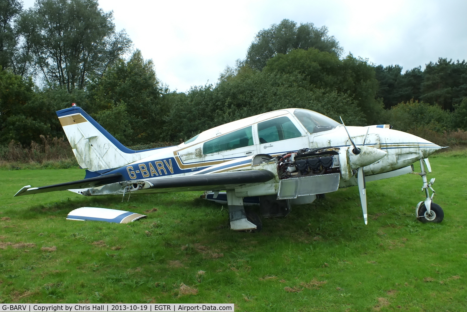 G-BARV, 1973 Cessna 310Q C/N 310Q-0774, parked with the other wrecks & relics at Elstree