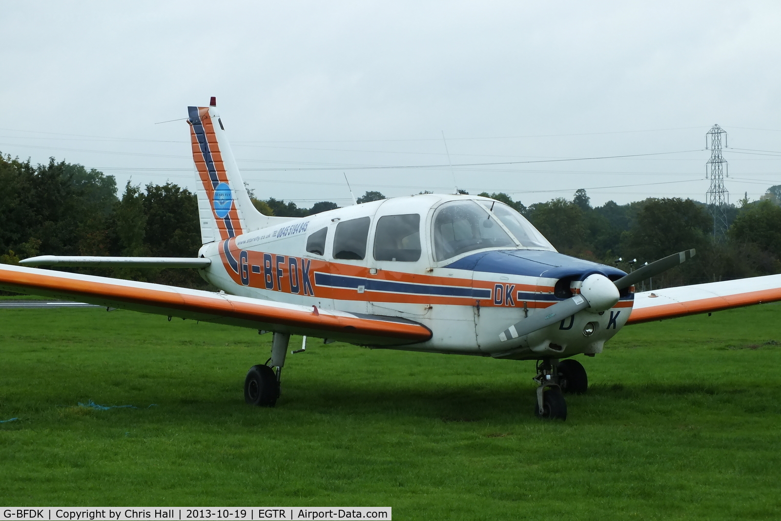 G-BFDK, 1977 Piper PA-28-161 Cherokee Warrior II C/N 28-7816010, parked at Elstree